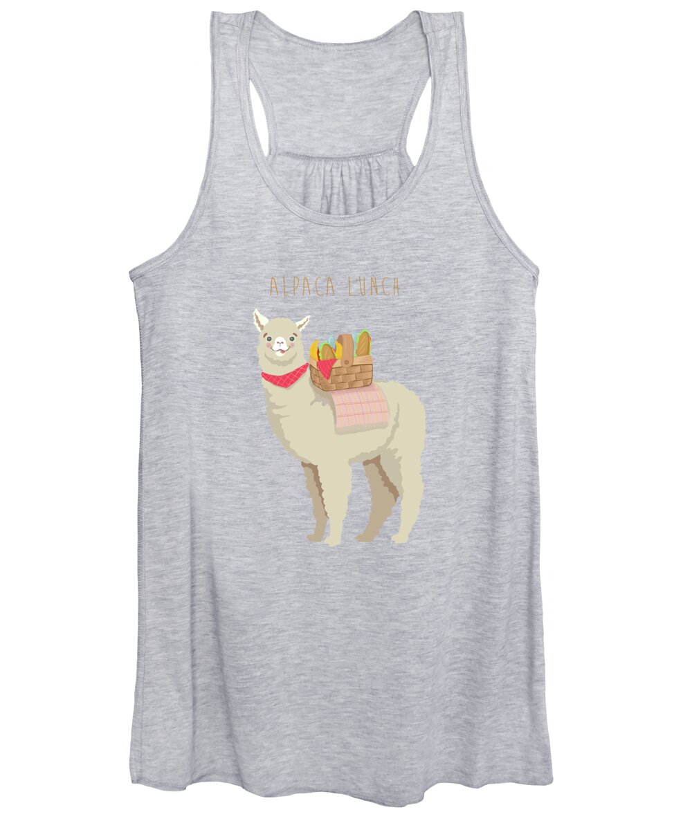 Alpaca Women's Tank Top featuring the painting Alpaca Lunch by Little Bunny Sunshine