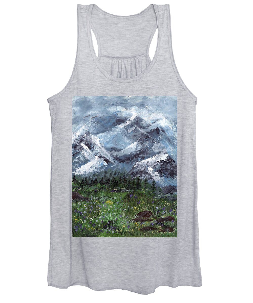 Mountains Women's Tank Top featuring the painting Alps by Donna Blackhall