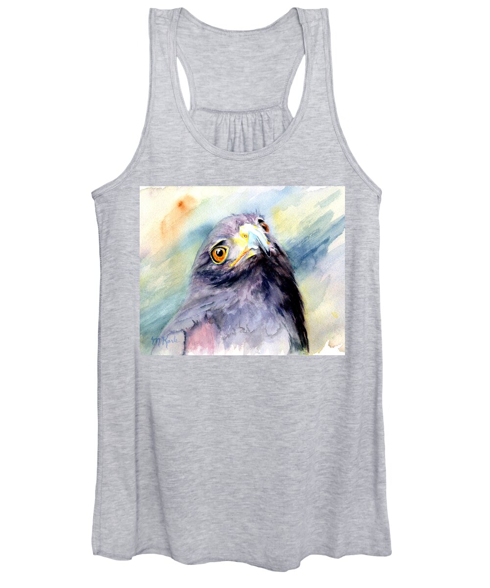 Bird Women's Tank Top featuring the painting Amber Eyes by Marsha Karle