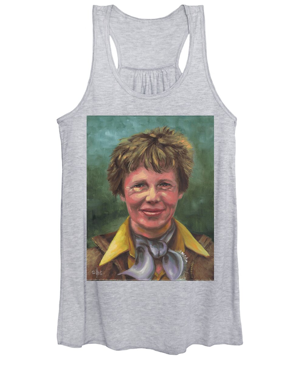 Amelia Earhart Women's Tank Top featuring the painting Amelia Earhart by David Bader