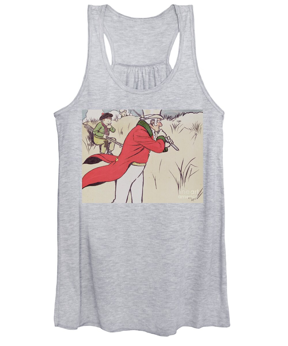 Golf Women's Tank Top featuring the drawing Angry golfer by Cecil Charles Windsor Aldin