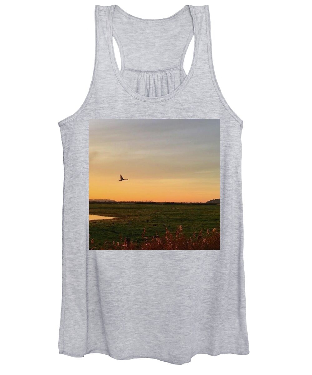 Natureonly Women's Tank Top featuring the photograph Another Iphone Shot Of The Swan Flying by John Edwards