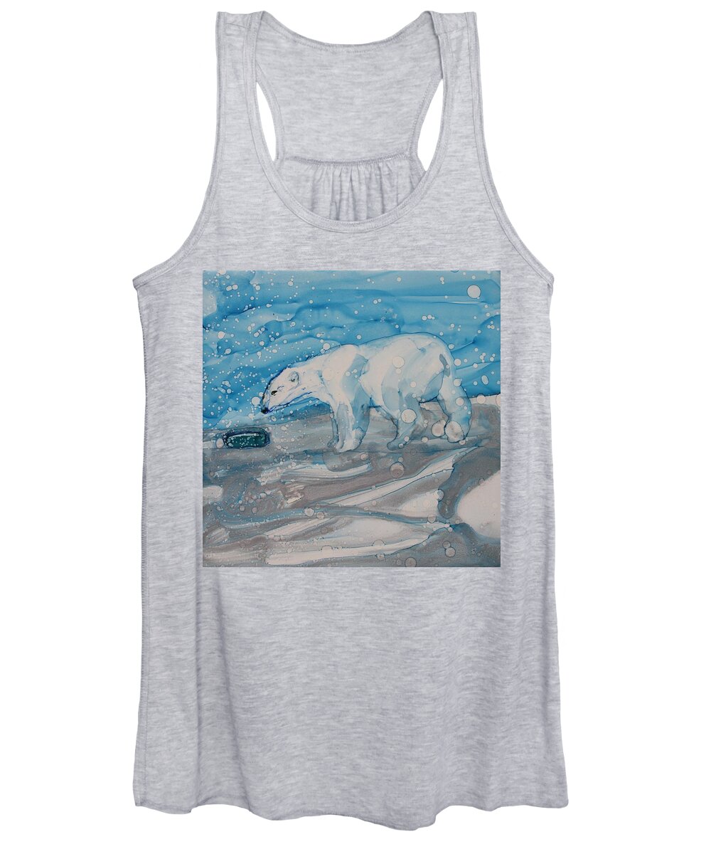 Polar Bear Women's Tank Top featuring the painting Anybody Home? by Ruth Kamenev