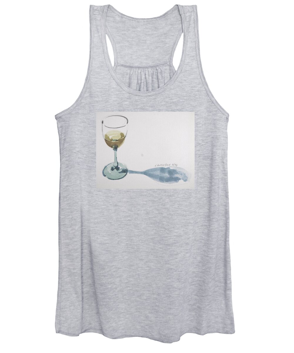 Glass Liquor Wine Beverage Shadow Watercolor Paper Women's Tank Top featuring the painting Aperitif by Stephen Rutherford