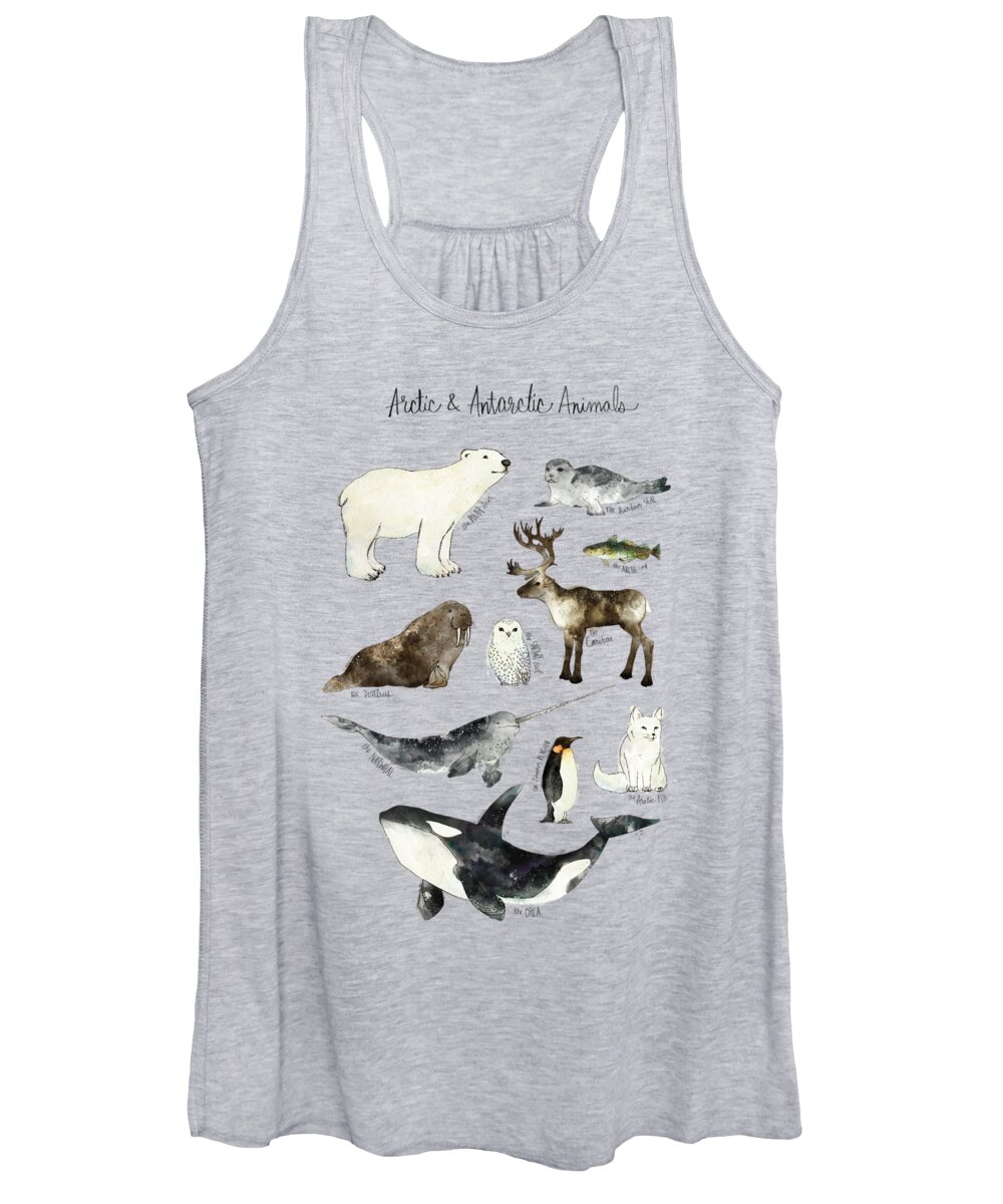Chart Women's Tank Top featuring the painting Arctic and Antarctic Animals by Amy Hamilton