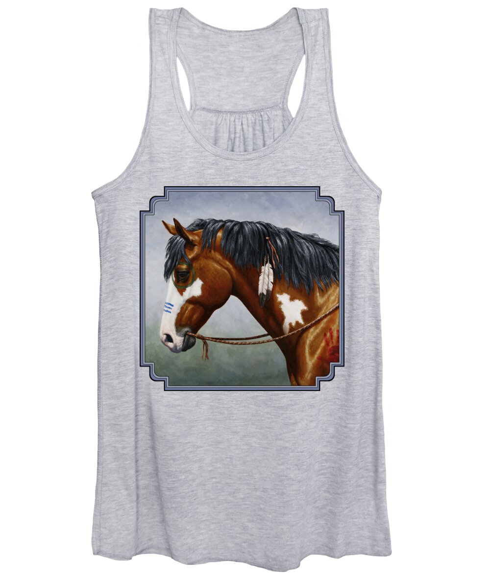 Horse Women's Tank Top featuring the painting Bay Native American War Horse by Crista Forest