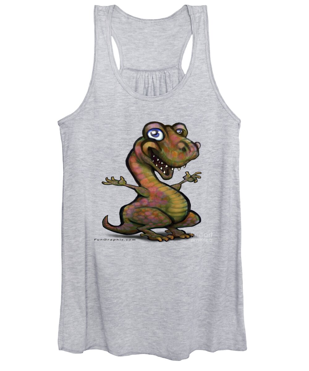 Baby Women's Tank Top featuring the painting Baby T-Rex Blue by Kevin Middleton
