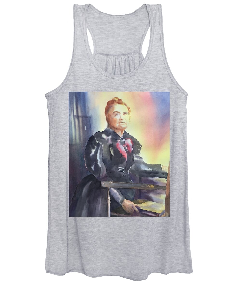 Tara Moorman Paintings Women's Tank Top featuring the painting Aunt Carry A. Nation, Circa 1900 by Tara Moorman