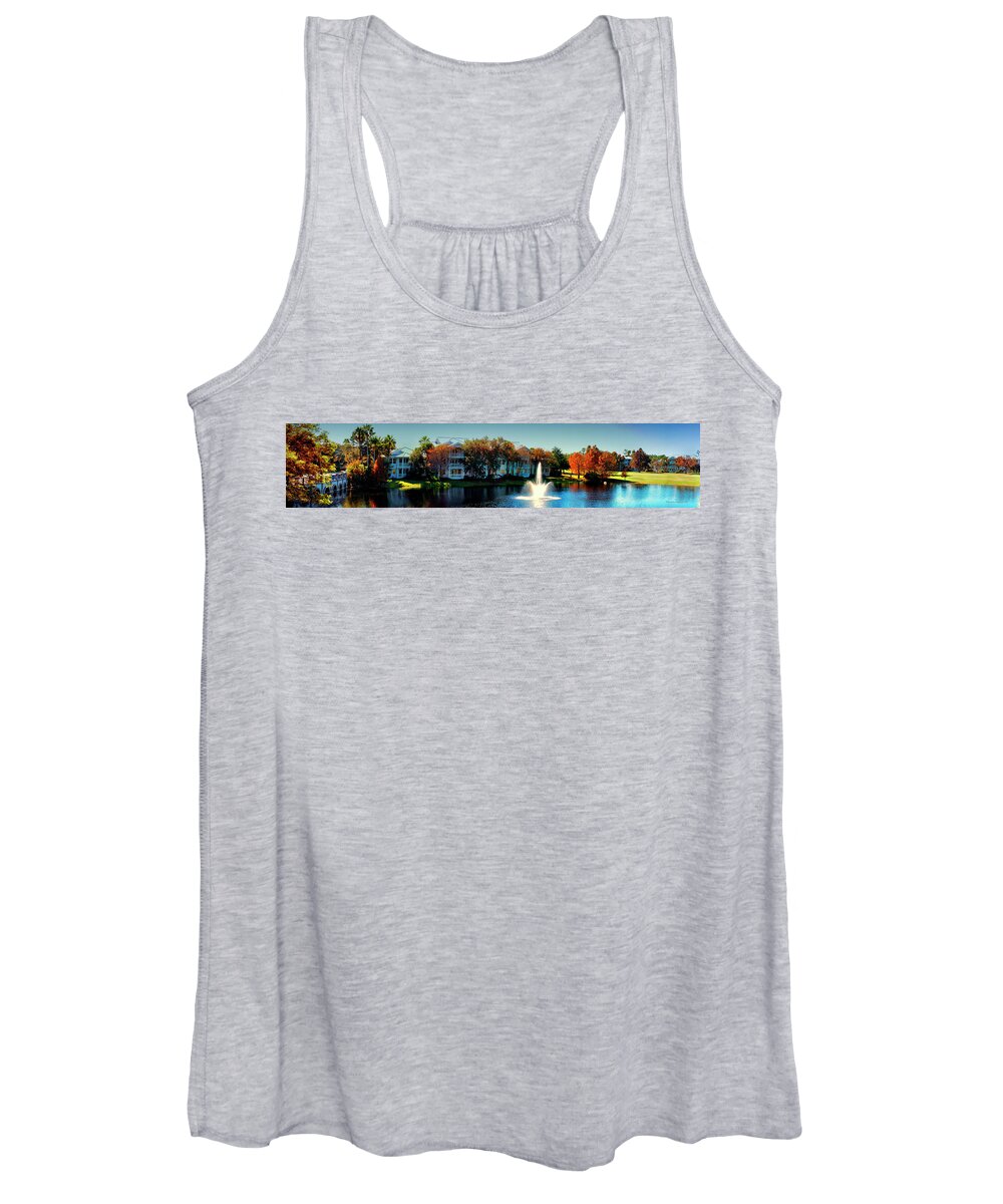 Ablaze Women's Tank Top featuring the photograph Autumn At Old Key West Resort Panorama Walt Disney World MP by Thomas Woolworth