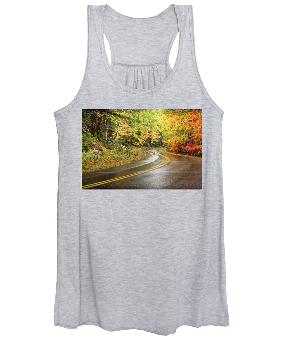 Maine Women's Tank Top featuring the photograph Autumn Road by Colin Chase