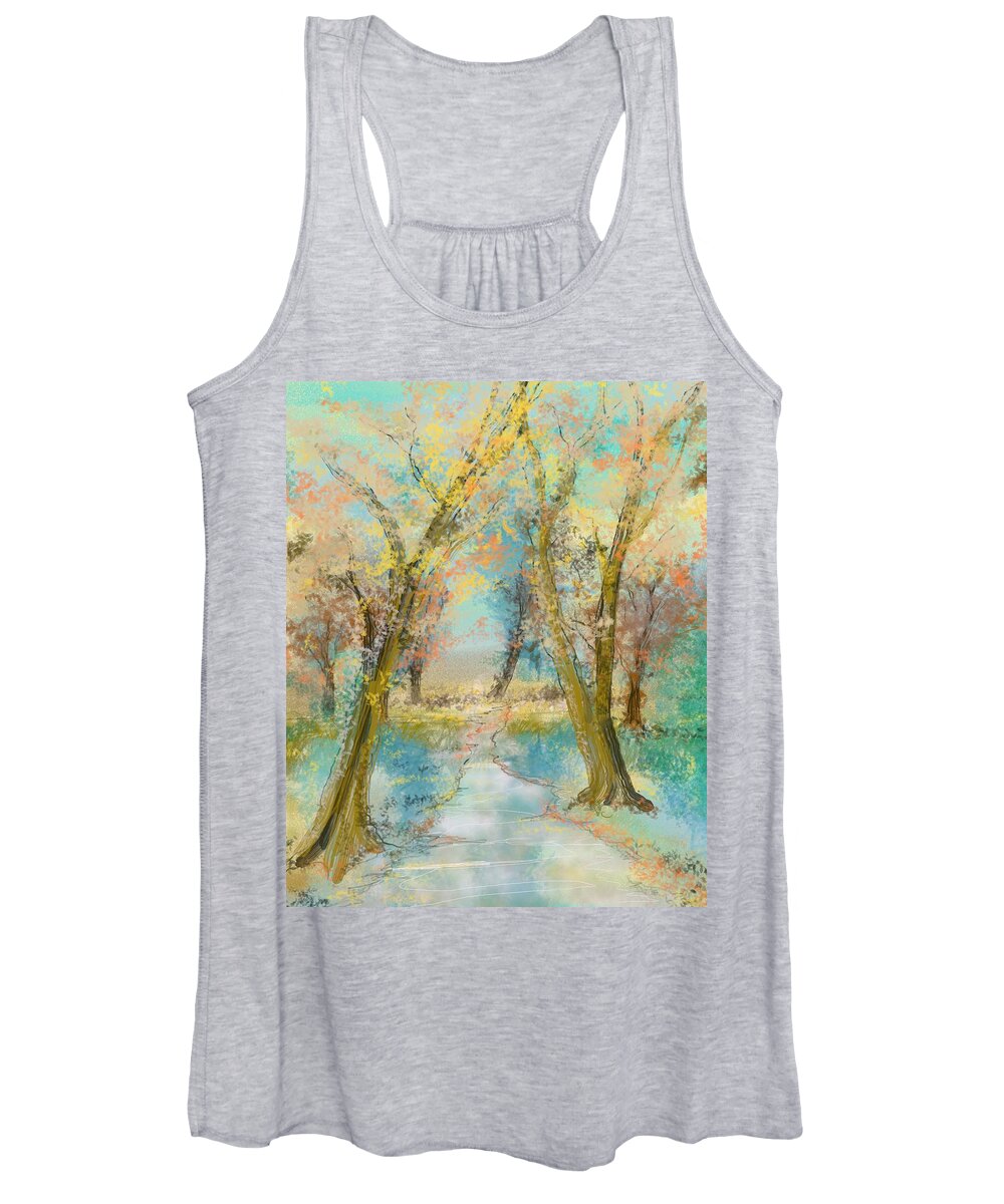 Victor Shelley Women's Tank Top featuring the painting Autumn Sketch by Victor Shelley