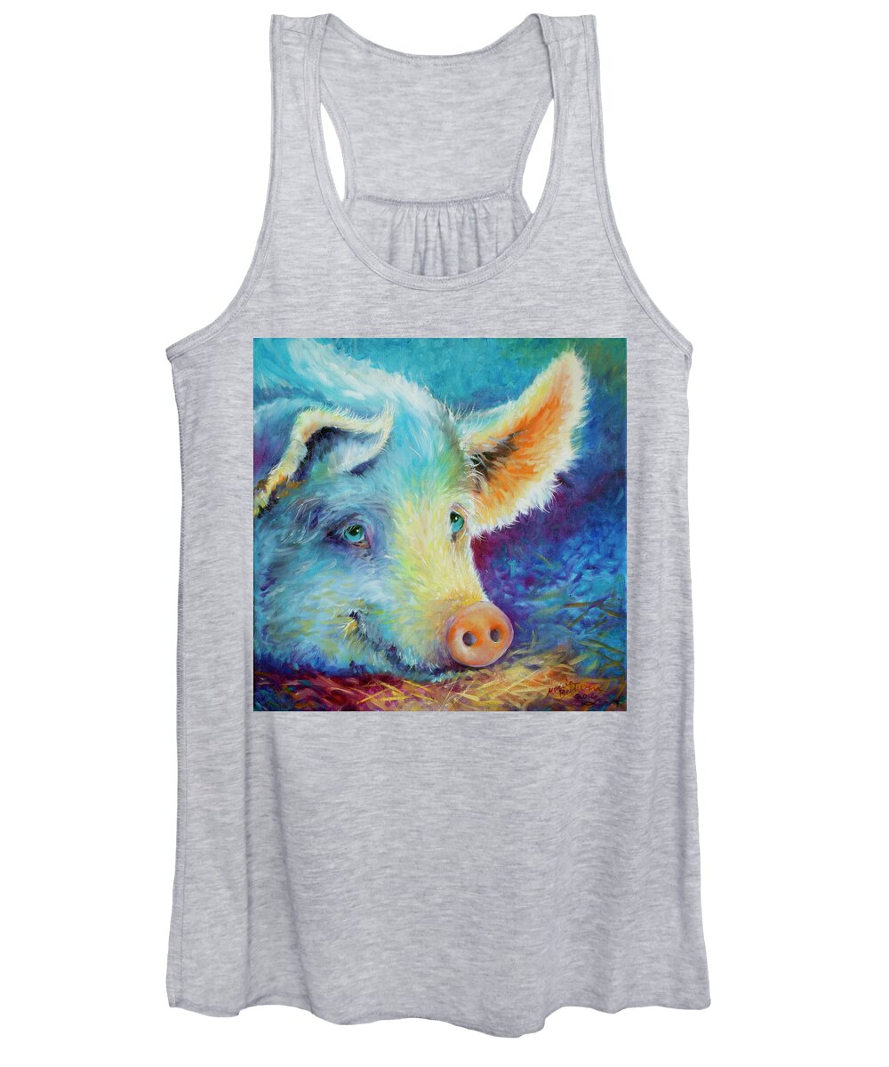 Pig Women's Tank Top featuring the painting Baby Blues Piggy by Marcia Baldwin