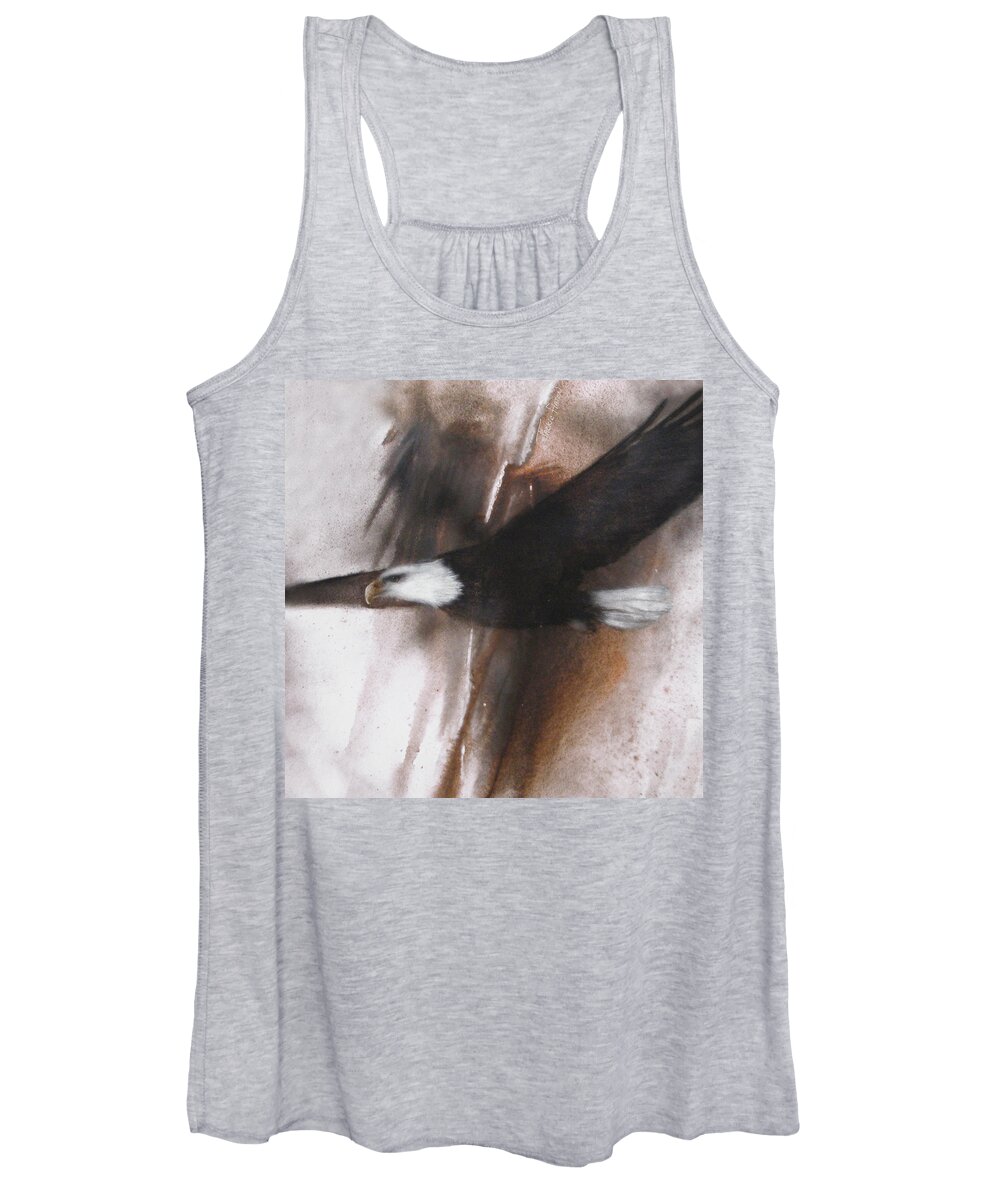 Canvas Prints Women's Tank Top featuring the painting Bald Eagle Flight by Jackie Flaten