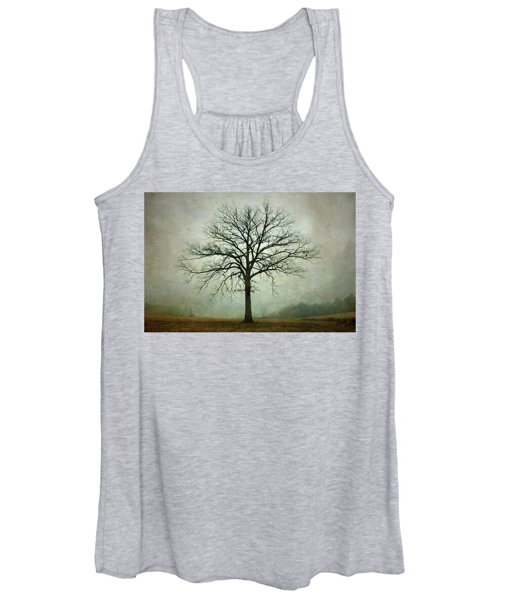 Lone Tree Women's Tank Top featuring the photograph Bare Tree and Fog by David Gordon
