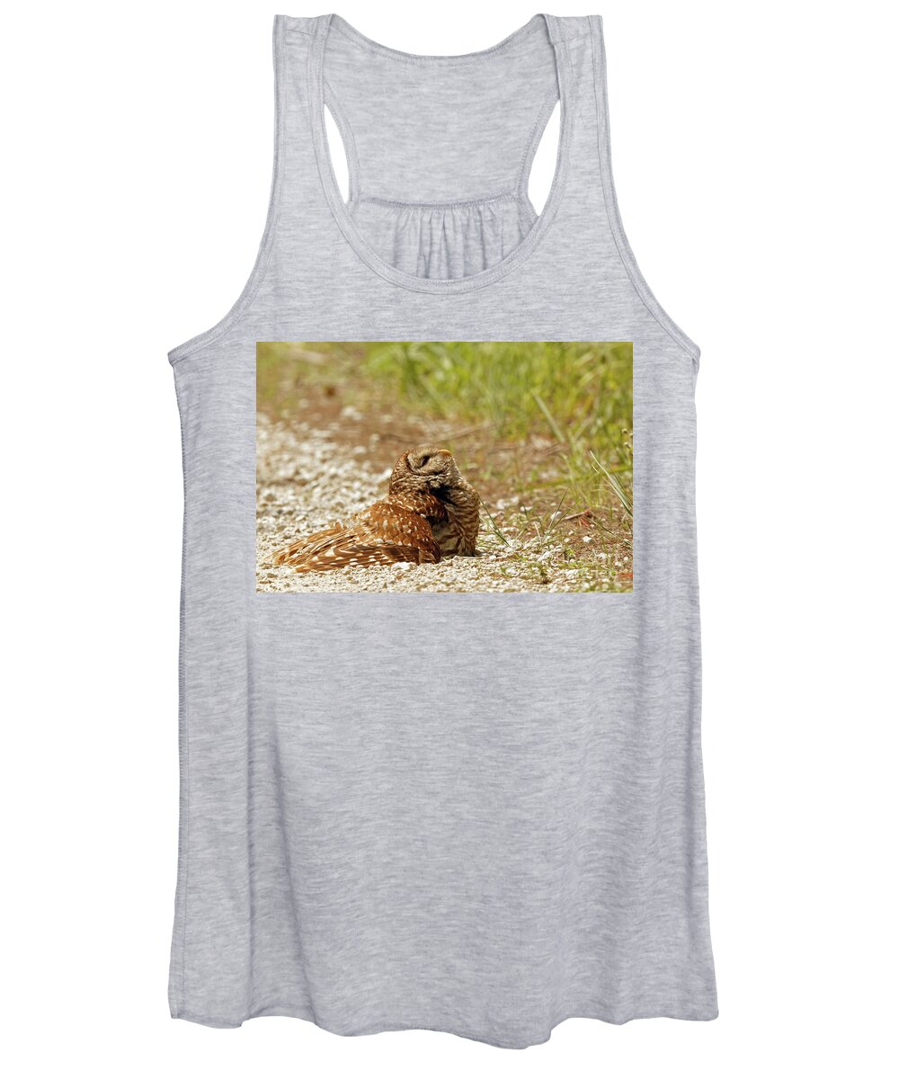 Barred Owl Women's Tank Top featuring the photograph Barred Owl Dust Dance by Natural Focal Point Photography