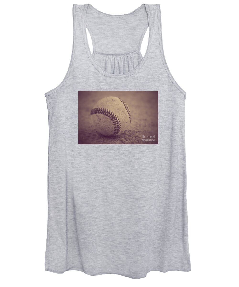 Baseball Women's Tank Top featuring the photograph Baseball in Sepia by Leah McPhail