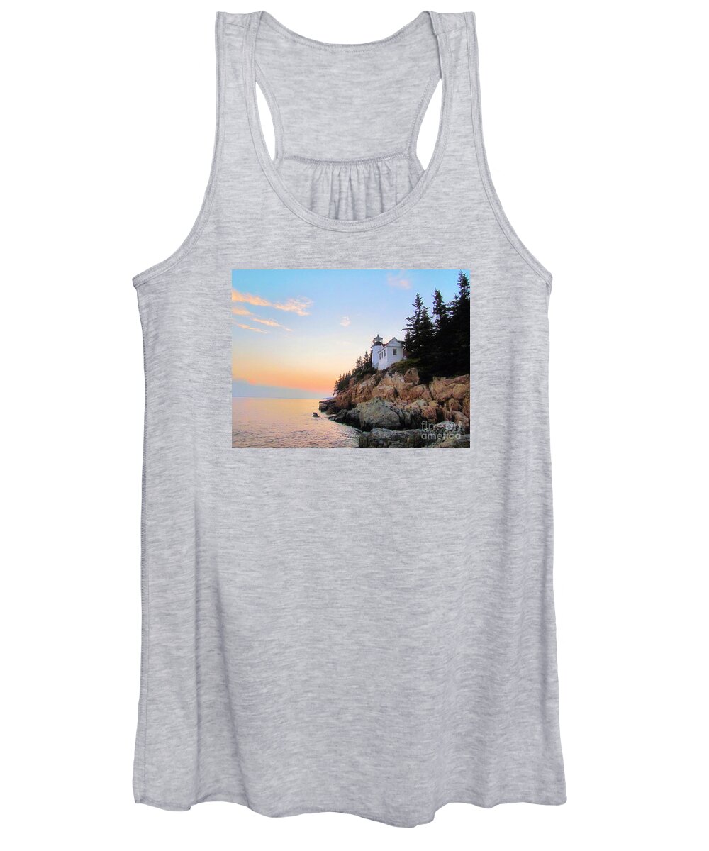 Bass Harbor Maine Women's Tank Top featuring the photograph Bass Harbor Sunset II by Elizabeth Dow
