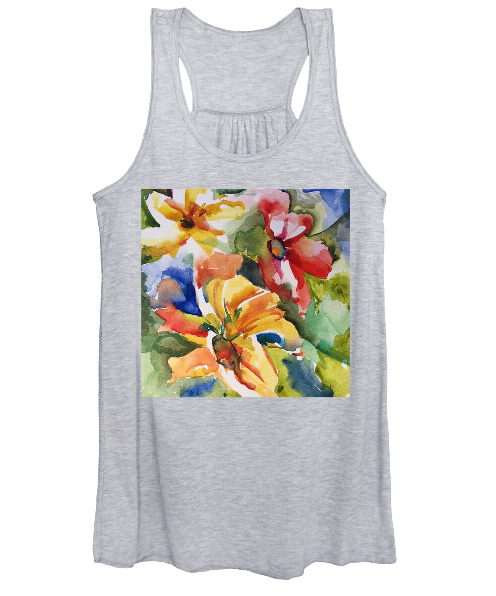 Watercolor Women's Tank Top featuring the painting Be a Wildflower by Bonny Butler