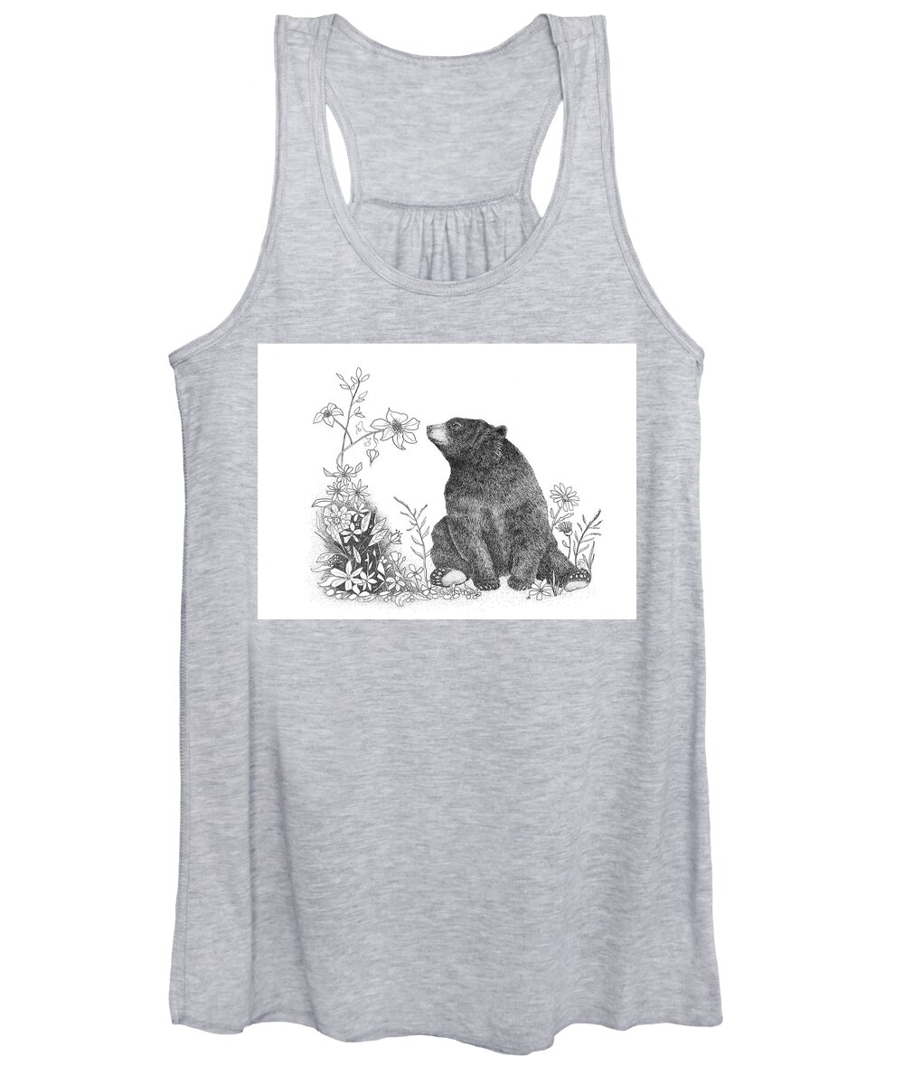 Wildlife Women's Tank Top featuring the drawing Be sure to smell the flowers along the way by Monica Burnette