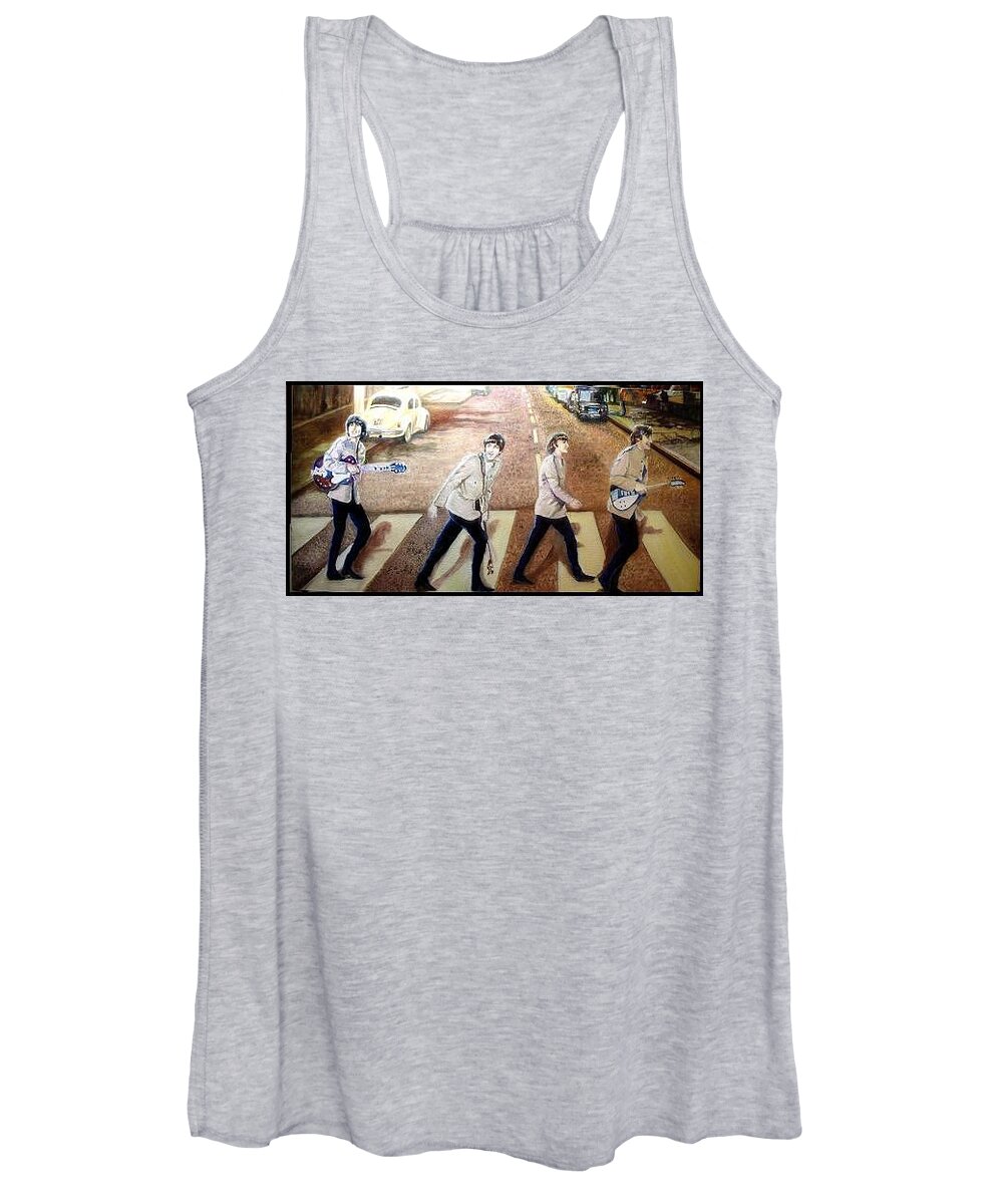 Beatles Original Paintings Women's Tank Top featuring the painting Beatles other Abbey Road by Leland Castro