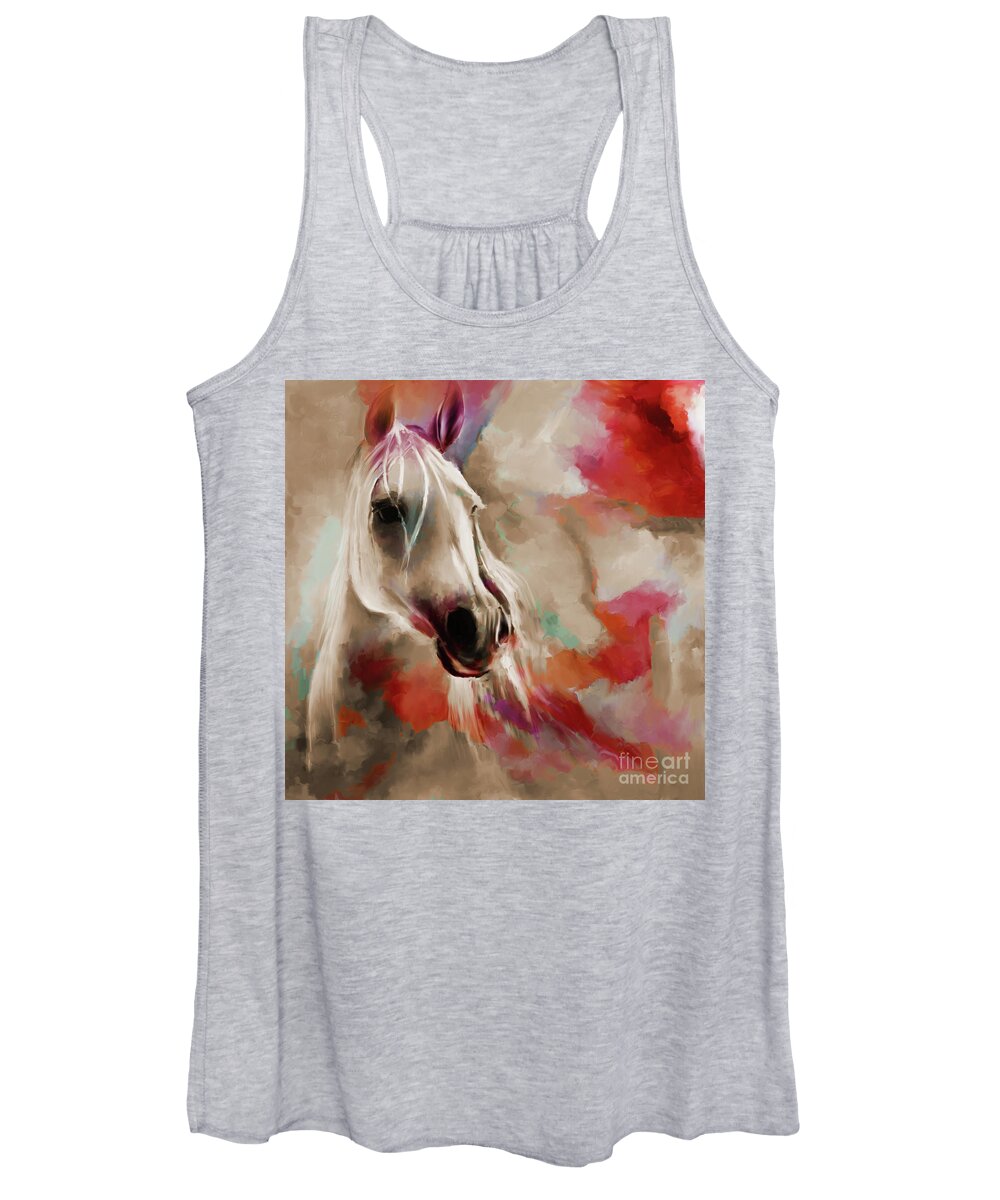 Horses Women's Tank Top featuring the painting Beautiful Abstract Horse 03 by Gull G