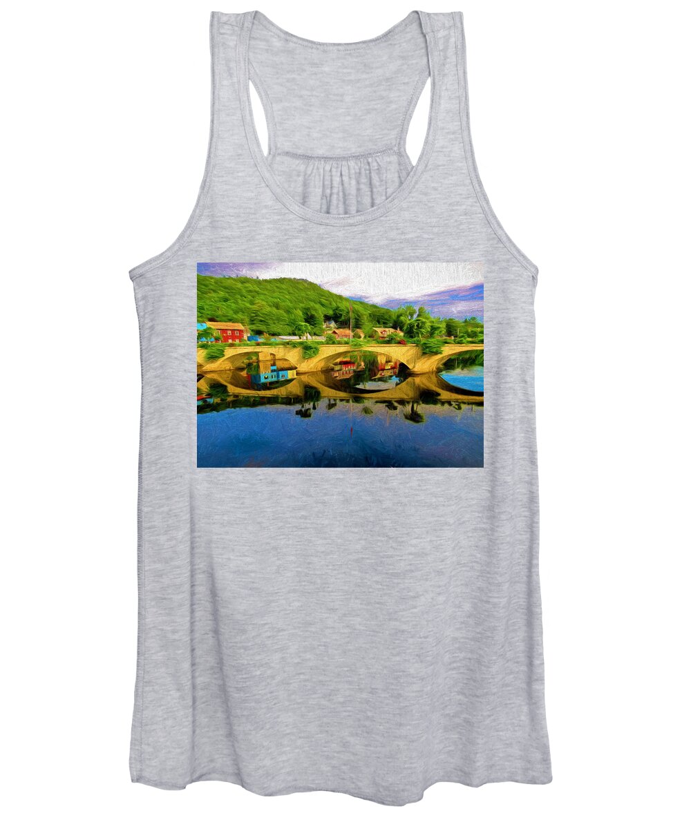 Painting Women's Tank Top featuring the painting Beautiful Bridge of Flowers by Mitchell R Grosky