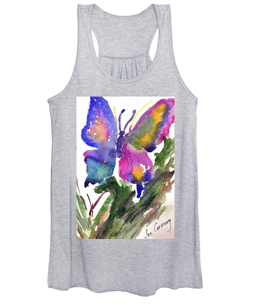 Butterfly Women's Tank Top featuring the painting Beautiful Butterfly by Sue Carmony