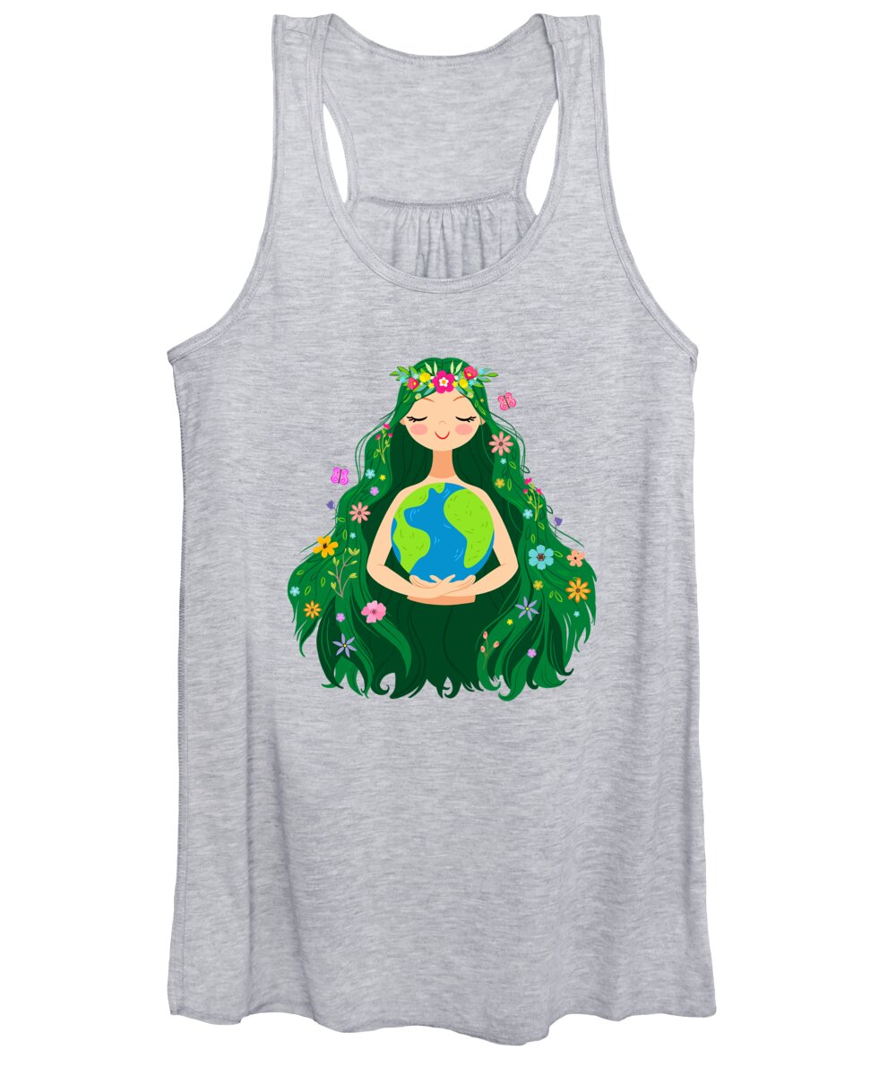 Painting Women's Tank Top featuring the painting Beautiful Flowing Flower Earth Mother Figure by Little Bunny Sunshine by Little Bunny Sunshine
