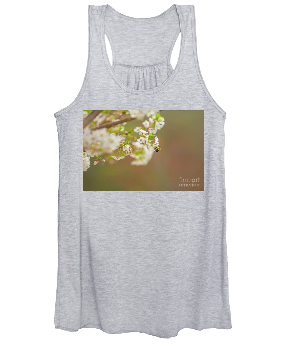 Bee Women's Tank Top featuring the photograph Bee on a Cherry Blossom by Diane Diederich