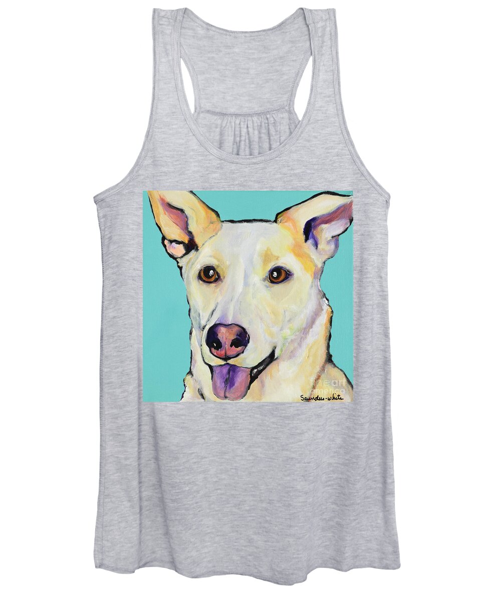 Dog Paintings Women's Tank Top featuring the painting Bella by Pat Saunders-White