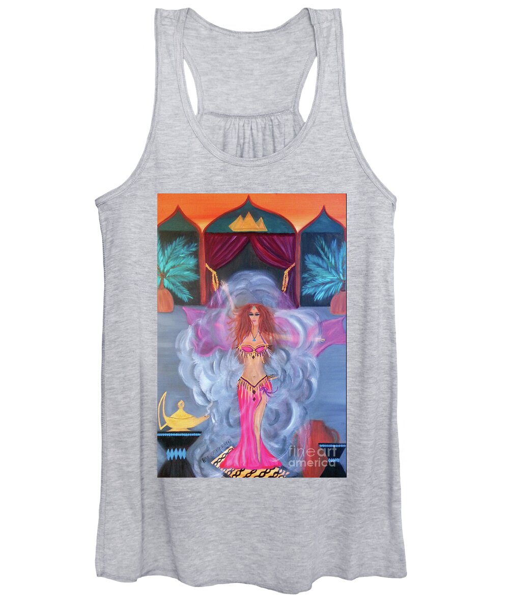 Belly Dance Women's Tank Top featuring the painting Belly Dance Genie by Artist Linda Marie