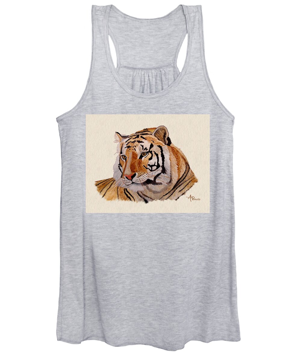 Tiger Women's Tank Top featuring the painting Bengal Tiger Watercolor by Angeles M Pomata
