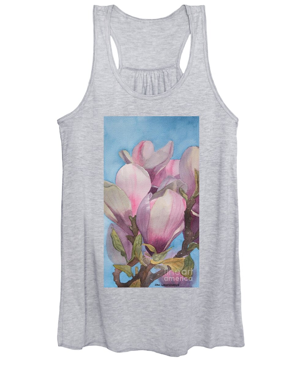 Jan Lawnikanis Women's Tank Top featuring the painting Betty's Garden by Jan Lawnikanis