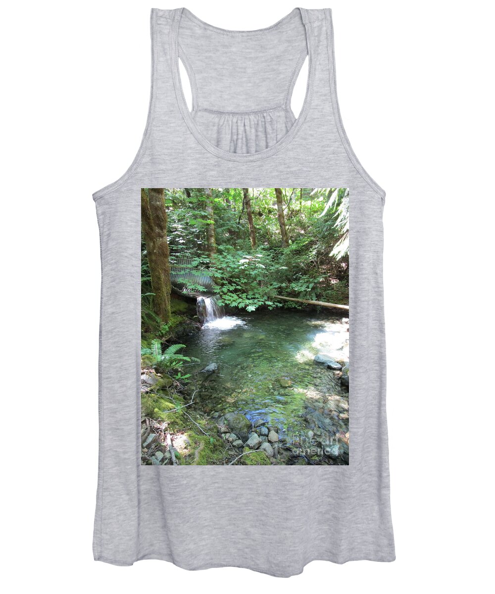 Limpy Women's Tank Top featuring the photograph Beyond the end of the trail at Limpy Creek by Marie Neder