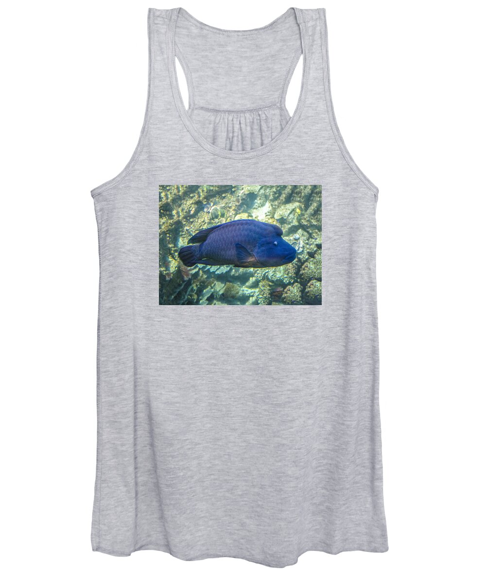 Big Blue Fish Women's Tank Top featuring the photograph Big Blue Looks Down by William Bitman