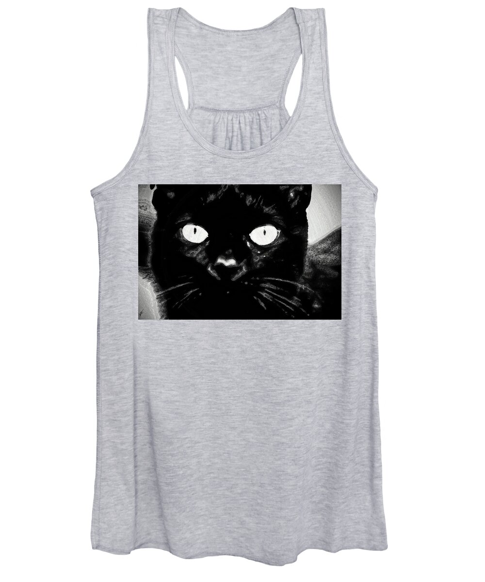 Black Cat Women's Tank Top featuring the photograph Black Cat by Gina O'Brien