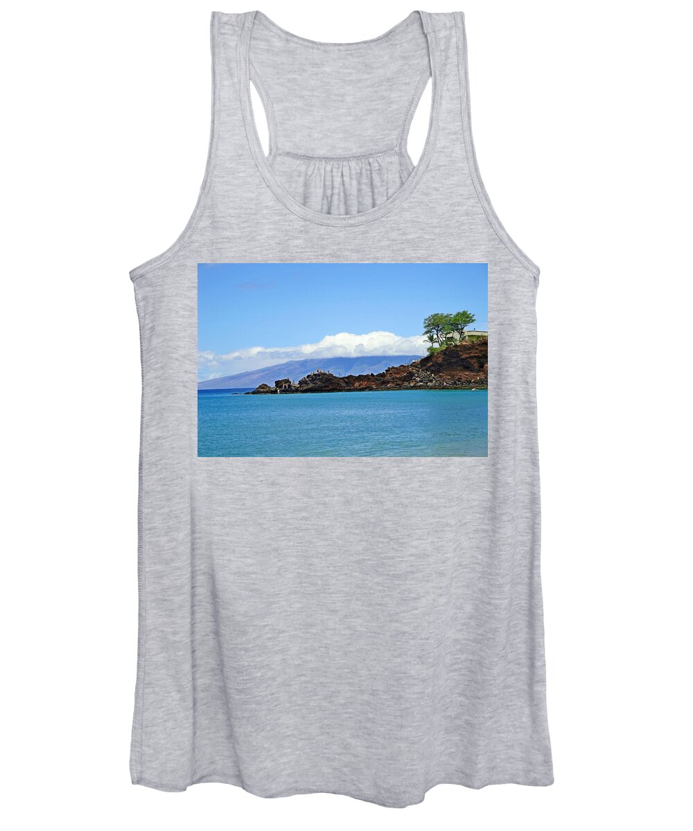 Black Rock Women's Tank Top featuring the photograph Black Rock Beach and Lanai by Robert Meyers-Lussier