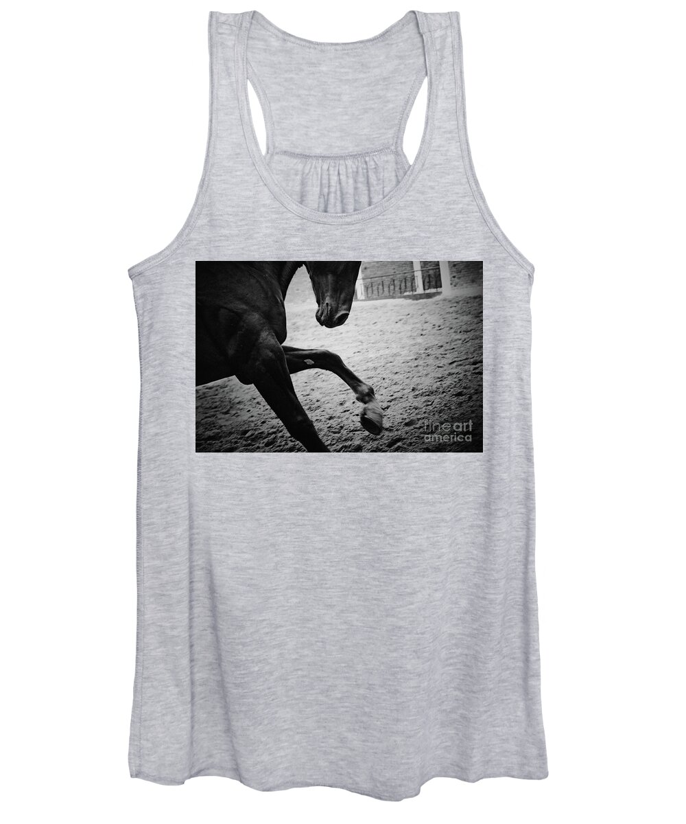 Horse Women's Tank Top featuring the photograph Black stallion - Poster by Dimitar Hristov