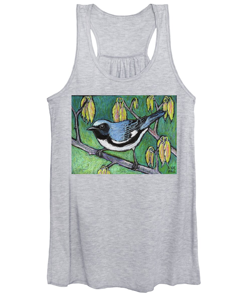 Warbler Women's Tank Top featuring the painting Black Throated Blue Warbler by Ande Hall