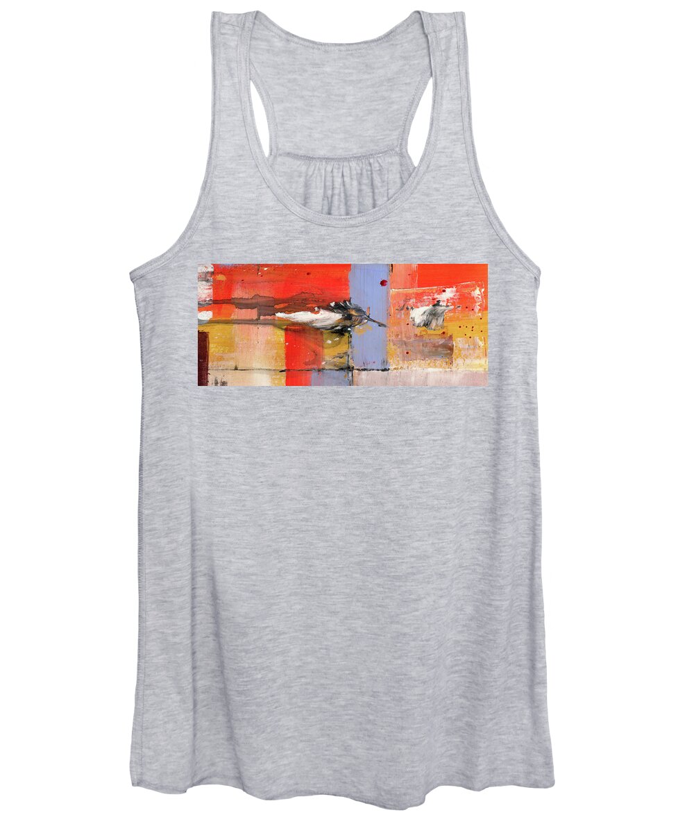 Abstract Women's Tank Top featuring the painting Blowin In The Wind - Colorful Linear Abstract Art Study by Modern Abstract