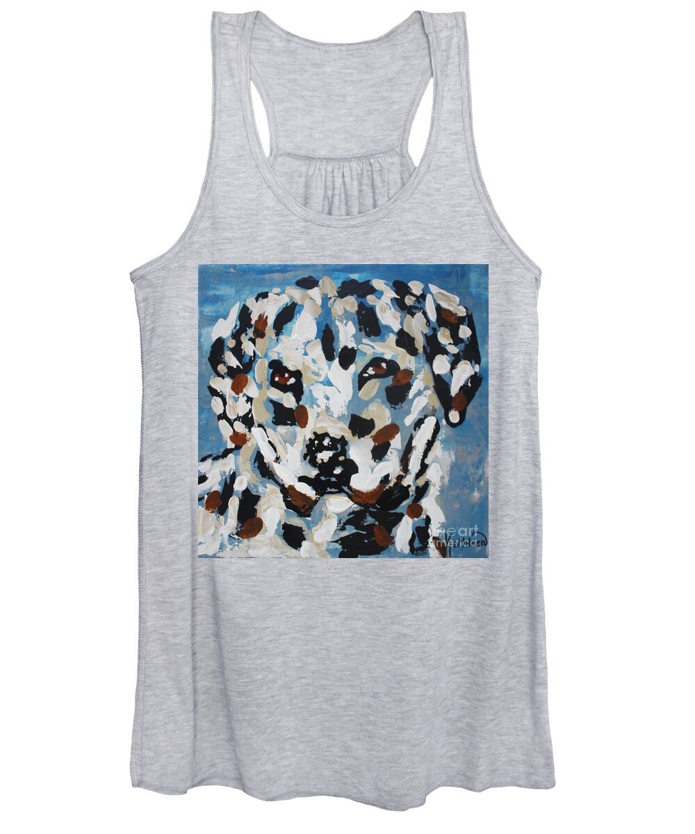 Dalmatian Women's Tank Top featuring the painting Blue Dalmatian by Kathleen Artist PRO