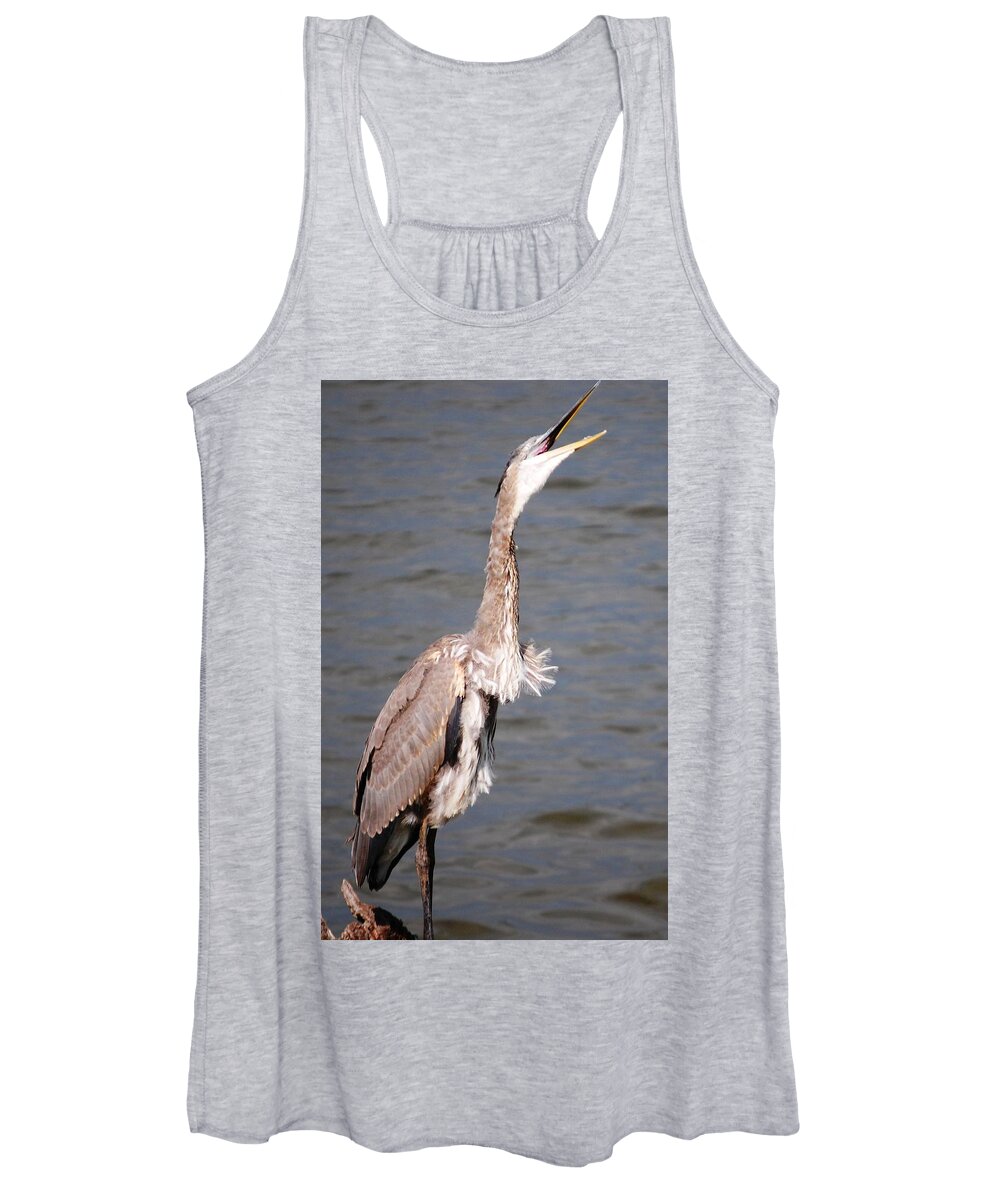 Blue Heron Women's Tank Top featuring the photograph Blue Heron Calling by Sumoflam Photography