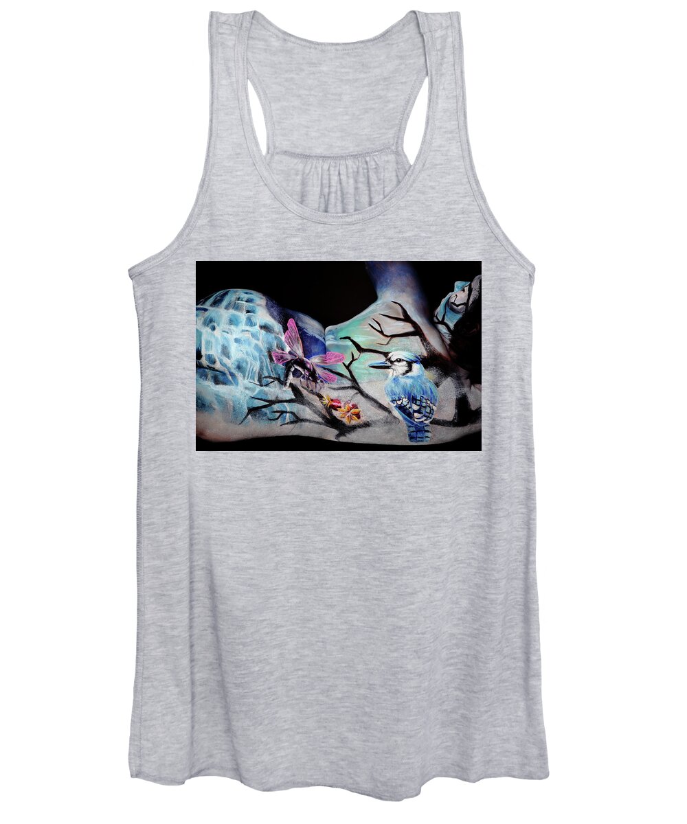 Blue Jay Women's Tank Top featuring the photograph Blue Jay Paradise by Angela Rene Roberts and Cully Firmin