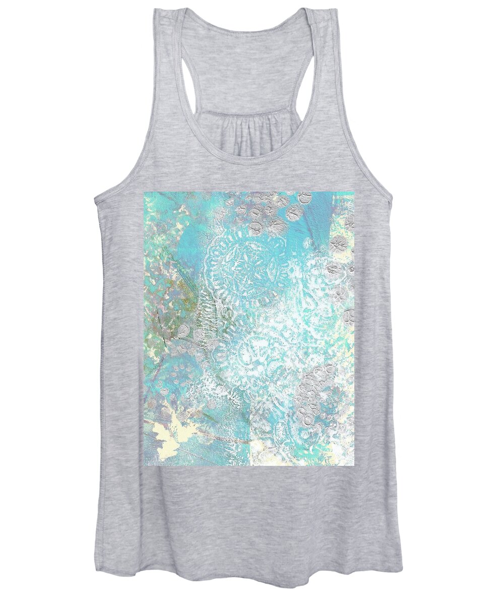 Blue Women's Tank Top featuring the painting Blue Monoprint 1 by Cynthia Westbrook