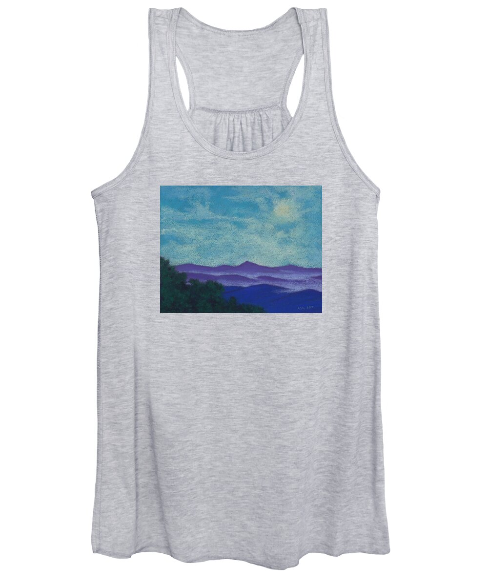 Mountains Women's Tank Top featuring the pastel Blue Ridges Mist 1 by Anne Katzeff