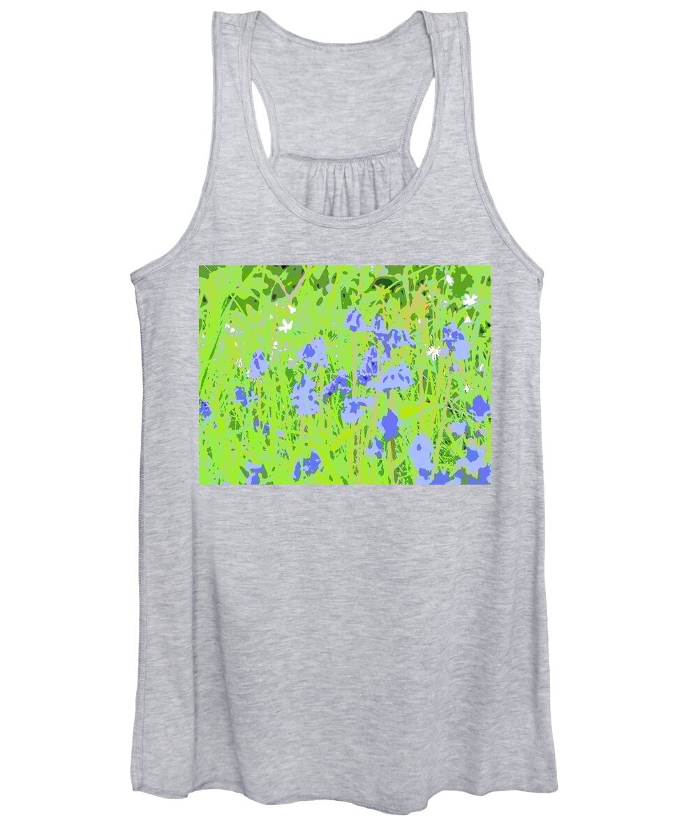 Flowers Women's Tank Top featuring the photograph Bluebells on Green by Mark Egerton