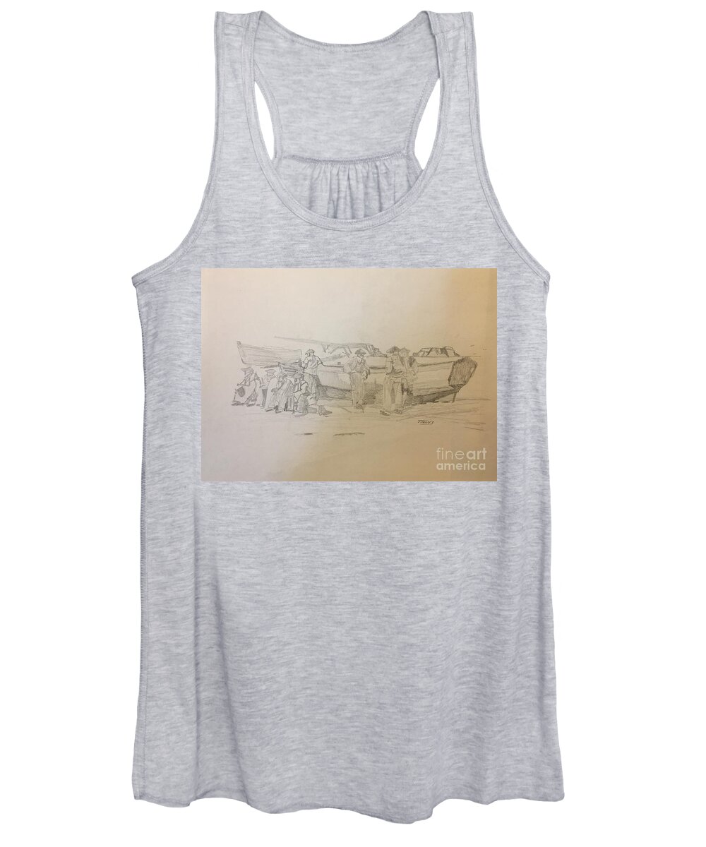 Boat Women's Tank Top featuring the drawing Boat Crew by Thomas Janos