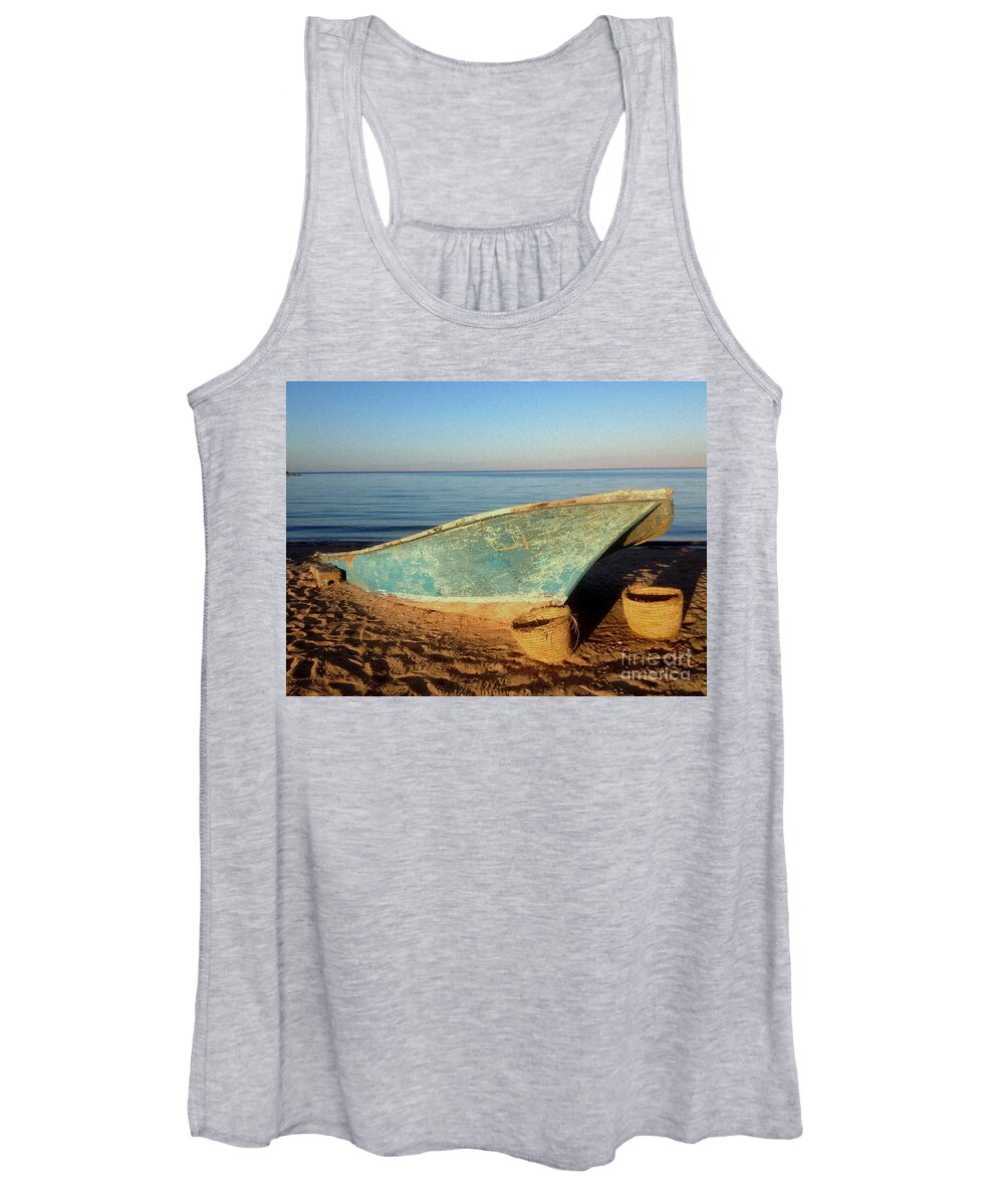 Boat Women's Tank Top featuring the photograph Boat on Beach by Noa Yerushalmi