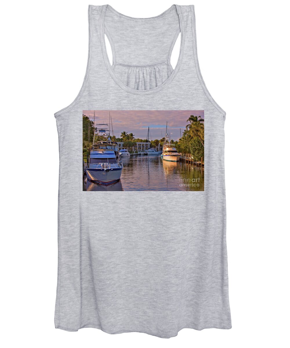 Canon Ef 70-200mm F/2.8l Is Ii Usm Women's Tank Top featuring the photograph Boats in afternoon sun by Agnes Caruso