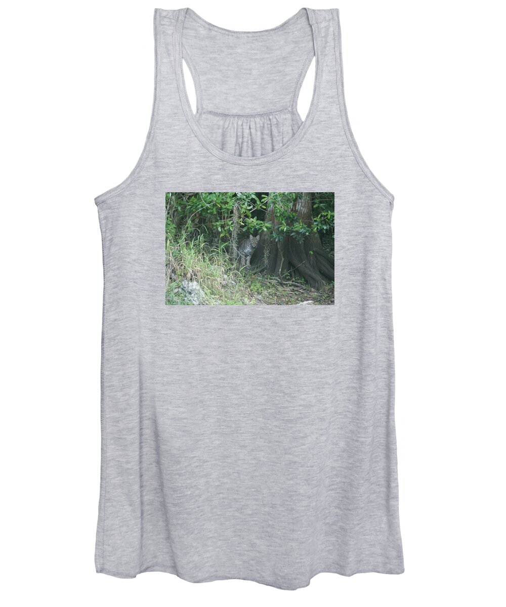 Bobcat Women's Tank Top featuring the photograph Bobcat in the Everglades by Lindsey Floyd